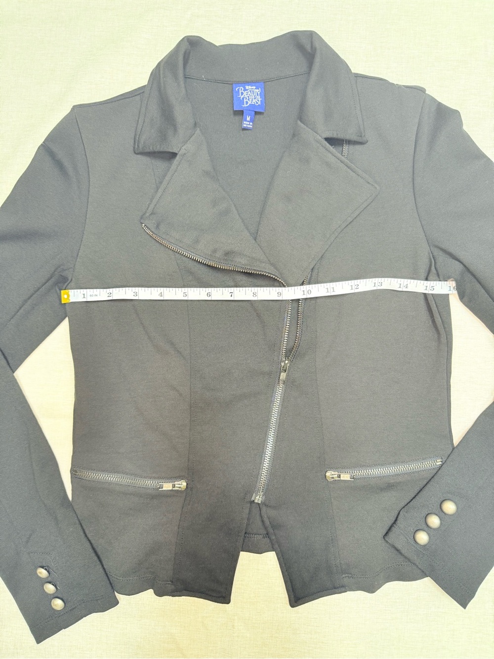 Disney Beauty & The Beast Black Moto Zip Jacket Medium - Picture 3 of 9